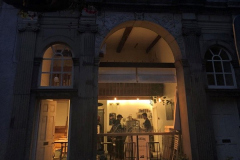 The Music Room in Lancaster illuminated at night