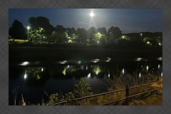 Full moon reflected on the River Lune at St George’s Quay in Lancaster