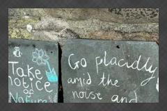 Inspirational signs in the tasting garden at The Storey building in Lancaster