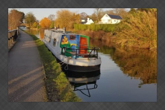 Colourful canal boat on the Lancaster Canal