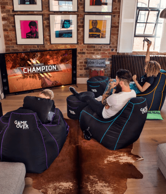 Classic Gaming Beanbag – A black gaming beanbag chair with red accents, featuring a comfortable and supportive design for extended gaming sessions.