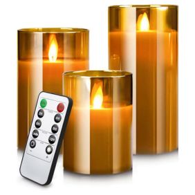 LED Candles Flameless Set of 3 Real Wax Light – A set of three flameless LED candles with a remote control, featuring a realistic wax design for a warm ambiance.