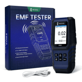 ERICKHILL EMF Meter, Rechargeable Digital Detector – A handheld EMF tester with a digital display, designed for detecting electromagnetic fields.
