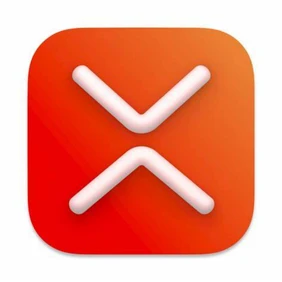 A red and orange app icon featuring a stylized 