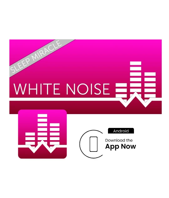 Another version of the White Noise app branding, featuring a silver diagonal banner in the top-left corner.